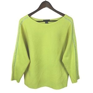 Bydesign Long Sleeve Sweater Mustard Yellow Size L Boat Neck Rhinestone Accent